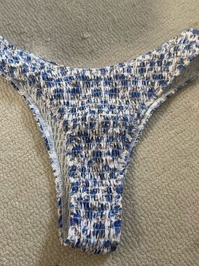 Blue & White Smocked Bikini Bottom - Women's Swim